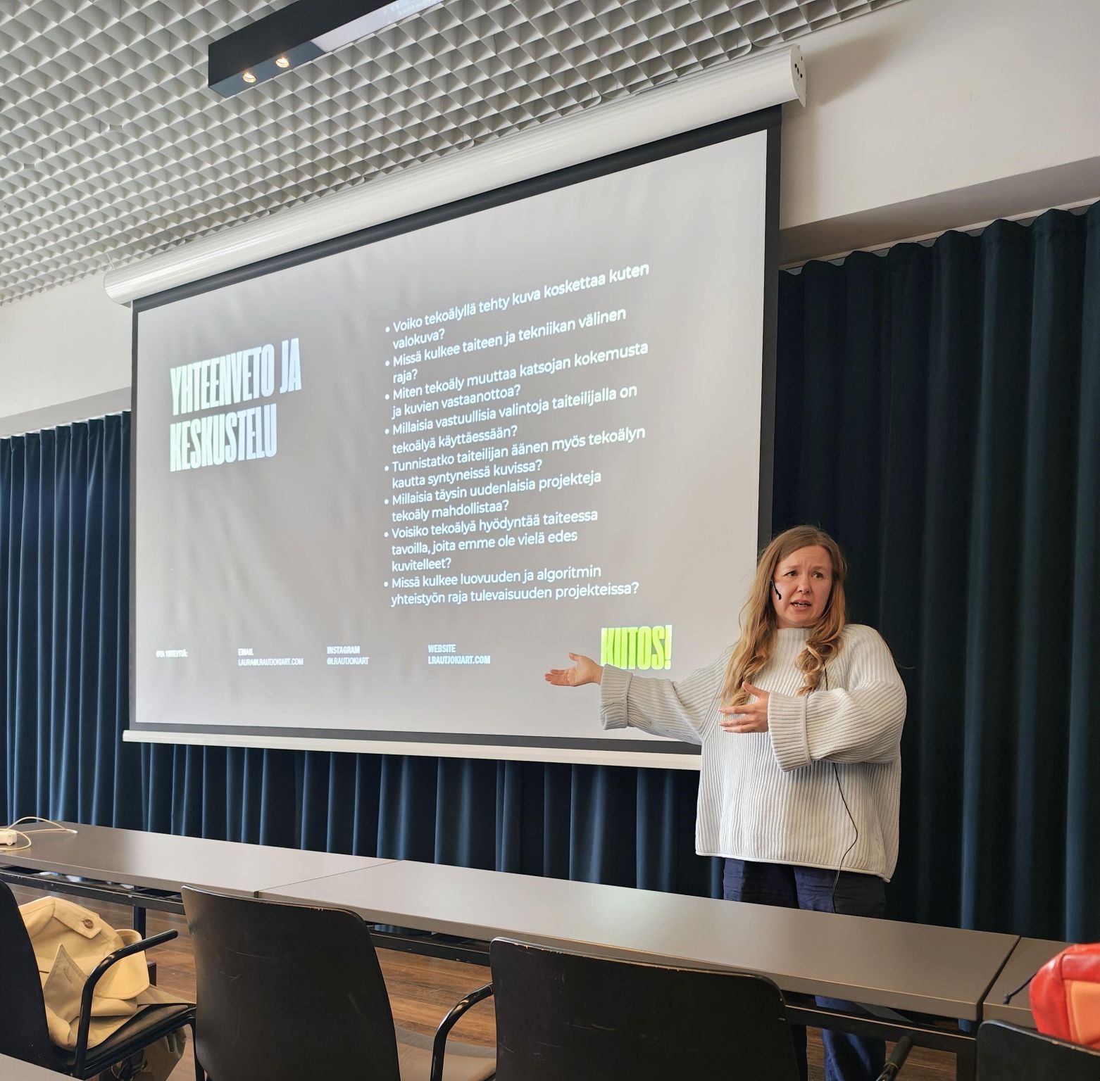 Laura Rautjoki speaking about AI and visual culture